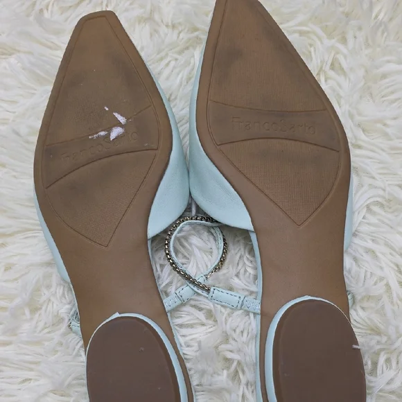 Franco Sarto Sky Blue Mules with Embellished Strap - Picture 8 of 10